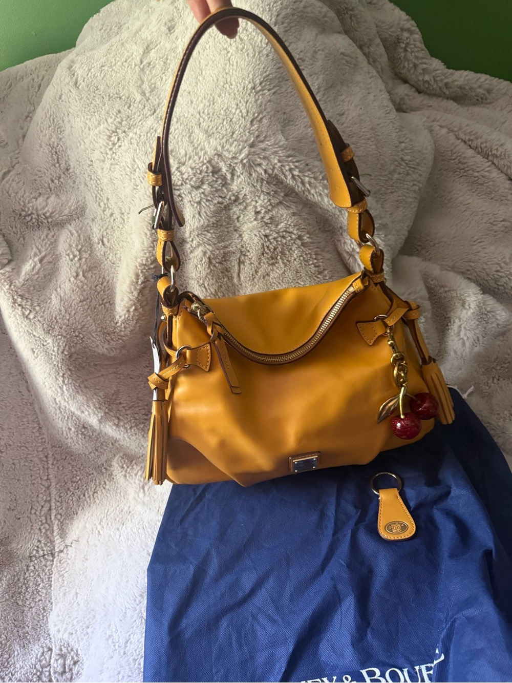 Dooney & Bourke Tegan 30 Mustard Yellow Leather Shoulder Bag